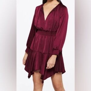 Sam Edelman New Tie Neck Long Sleeve Mini Dress